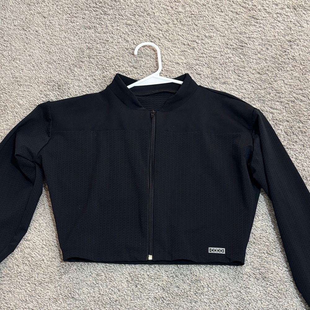 Black Cropped Zip-Front Jacket